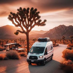 Ford Transit camper van, van life in Joshua Tree at sunset (22)